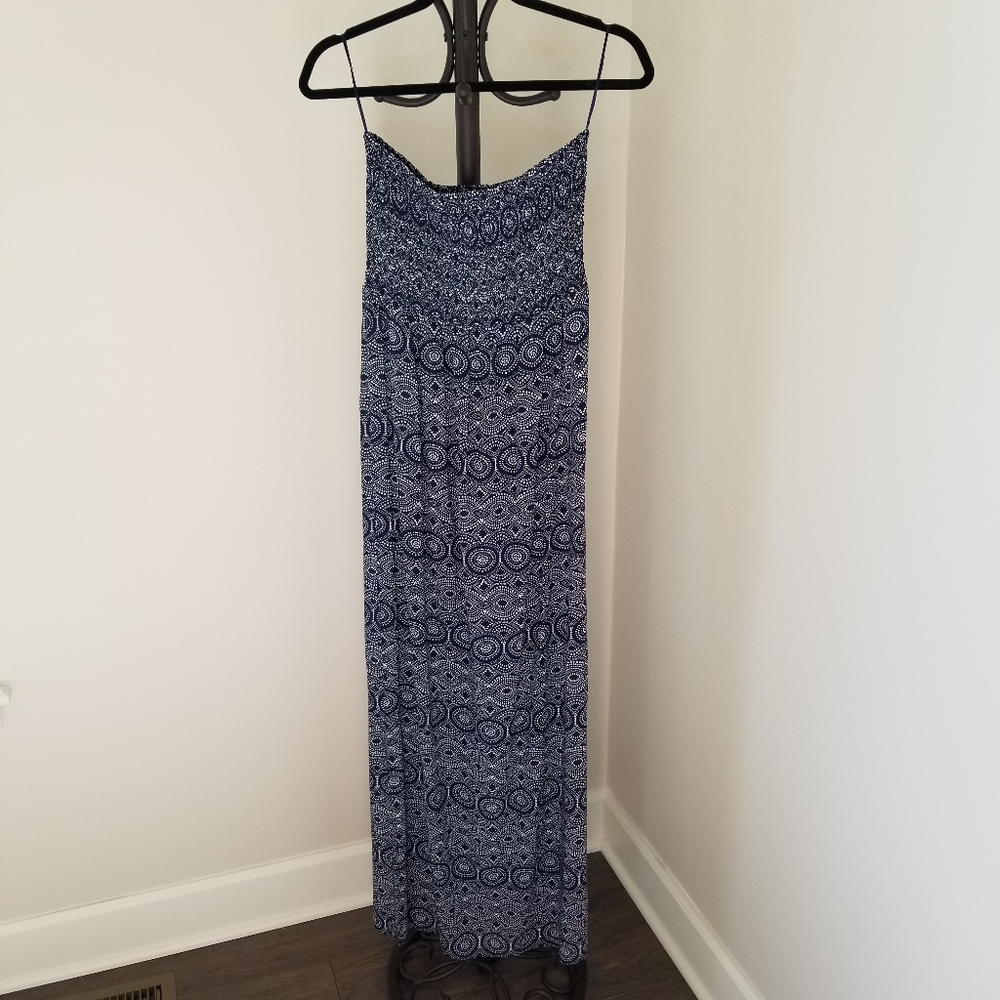 Gap NWT Blue and White Maxi Dress w/ Elastic Top